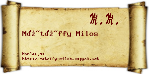 Mátéffy Milos névjegykártya